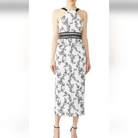 Stylestalker Floral Kaylene Dress Size Small White Sleeveless Midi Open Back - Picture 1 of 12